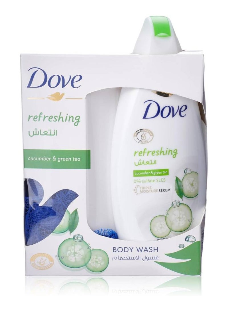 دوف غسول استحمام بالخيار والشاي الأخضر مع ليفة 250 مل