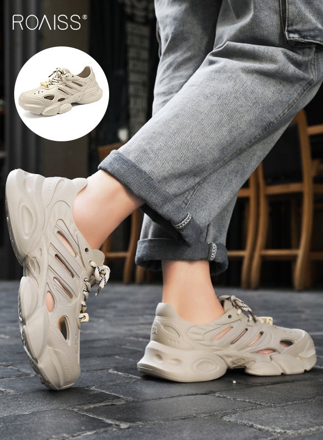 roaiss Men Summer Sneaker, Comfort Water Shoes with Non-slip Sole, Breathable Lightweight Beach Shoes, Lace up Garden Shoes for Men, Suitable for Outdoor Activities - Image 1