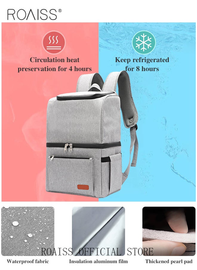 roaiss Double Layer Insulated Backpack Waterproof Picnic Backpack Large Capacity Refrigerated Ice Pack Refrigerated Thermal Insulation Bag Waterproof Ice Pack Backpack Picnic Bag  - Image 1