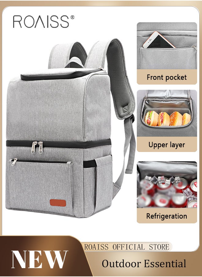 roaiss Double Layer Insulated Backpack Waterproof Picnic Backpack Large Capacity Refrigerated Ice Pack Refrigerated Thermal Insulation Bag Waterproof Ice Pack Backpack Picnic Bag  - Image 3