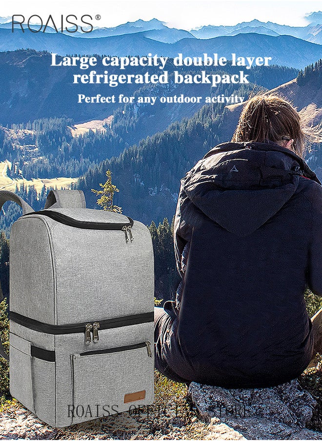 roaiss Double Layer Insulated Backpack Waterproof Picnic Backpack Large Capacity Refrigerated Ice Pack Refrigerated Thermal Insulation Bag Waterproof Ice Pack Backpack Picnic Bag  - Image 5