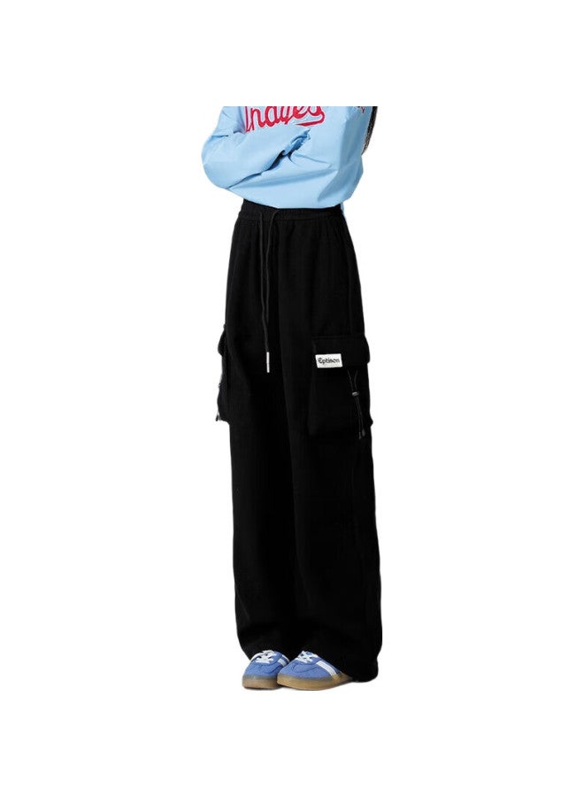 EPTISON Cargo Pants, Wide-Leg Casual Trousers For Women, High-End Feel Autumn Knitted Thick Straight-Leg Sweatpants For Women - Image 1