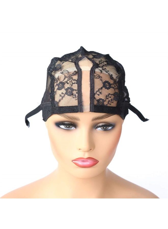 BTWTRY U Part Wig Cap for Making Wigs with Adjustable Strap Medium Size Black Dome Mesh Weaving Wig Cap for Women and Girls DIY Wigs (1 Pc, Black) - Image 2