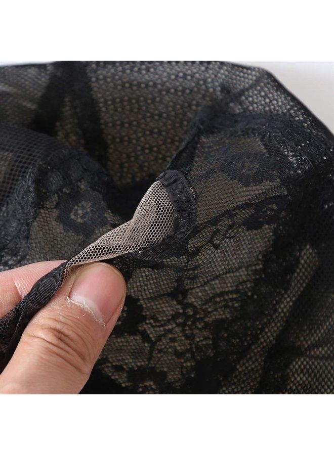 BTWTRY U Part Wig Cap for Making Wigs with Adjustable Strap Medium Size Black Dome Mesh Weaving Wig Cap for Women and Girls DIY Wigs (1 Pc, Black) - Image 5