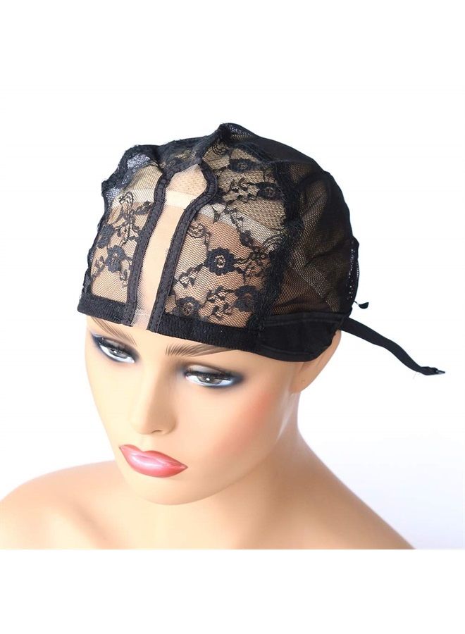 BTWTRY U Part Wig Cap for Making Wigs with Adjustable Strap Medium Size Black Dome Mesh Weaving Wig Cap for Women and Girls DIY Wigs (1 Pc, Black) - Image 3