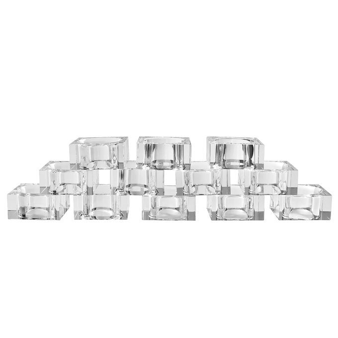 MINI NAPKIN RINGS SET OF 12 SQUARESHAPED CRYSTAL NAPKIN RING FOR THANKSGIVING CHRISTMAS FAMILY GATHERING WEDDING RECEPTION CLEAR WITH GIFT BOX