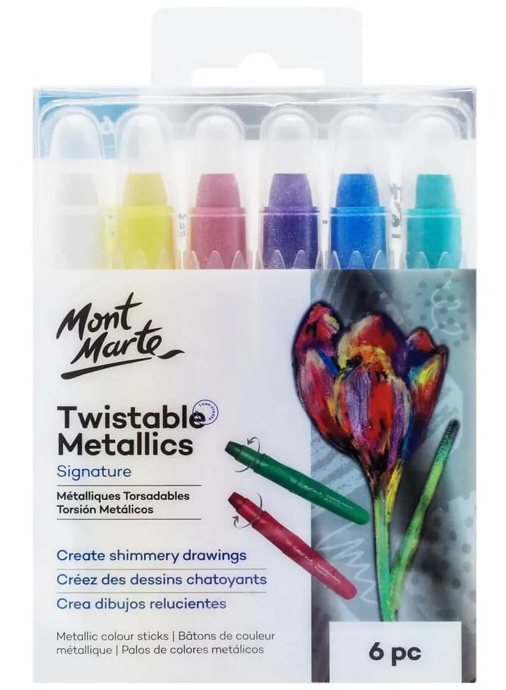 Mont Marte 6-Piece Twistable Metallics Gel Crayons Multicolour - Image 1