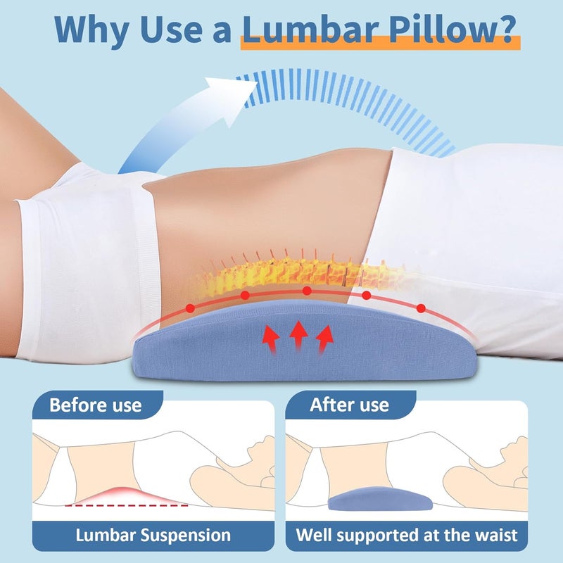 vamorry Lumbar Support Pillow for Bed Relief Lower Back Pain with Cooling Gel: Sciatica Lower Back Pillow for Sleeping-Memory Foam Waist Pillow for Side/Back/Stomach Sleepers-Bed Rest Pillow for Car, Sofa - Image 5