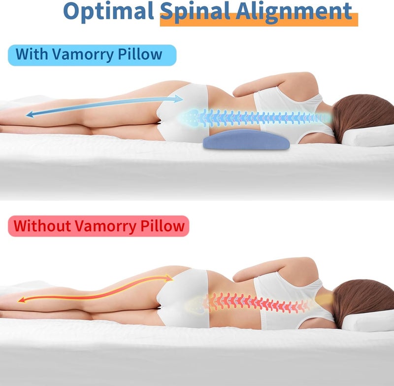 vamorry Lumbar Support Pillow for Bed Relief Lower Back Pain with Cooling Gel: Sciatica Lower Back Pillow for Sleeping-Memory Foam Waist Pillow for Side/Back/Stomach Sleepers-Bed Rest Pillow for Car, Sofa - Image 2