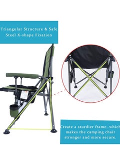 Camping Folding Chair, Heavy Duty Foldable Beach Chair with Cup Holder and Carrying Bag, Portable Camping Chair with Armrests for BBQs, Garden, Picnic Outdoor/Indoor (Green) - pzsku/Z63B27BAB266F8684708AZ/45/_/1733378899/a4c62c59-d7dc-4b41-8461-b1726aca9f52