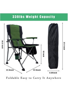 Camping Folding Chair, Heavy Duty Foldable Beach Chair with Cup Holder and Carrying Bag, Portable Camping Chair with Armrests for BBQs, Garden, Picnic Outdoor/Indoor (Green) - pzsku/Z63B27BAB266F8684708AZ/45/_/1733378902/27cb0bac-4182-4922-ba74-f9f47b0e7b98