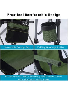 Camping Folding Chair, Heavy Duty Foldable Beach Chair with Cup Holder and Carrying Bag, Portable Camping Chair with Armrests for BBQs, Garden, Picnic Outdoor/Indoor (Green) - pzsku/Z63B27BAB266F8684708AZ/45/_/1733378905/176dee65-6e8b-4f38-a0ac-7fbd165da65c