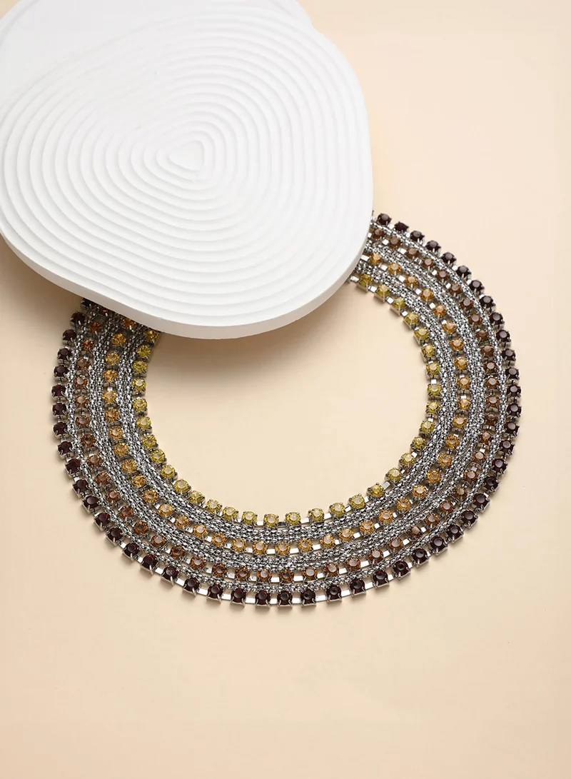 سوهي Egyptian Bijou Ruby & Amber Studded Statement Artificial Necklace Jewellery
