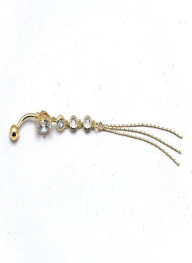 JAJAFOOK Surgical Steel Cubic Zirconia Long Dangle Navel Ring Sexy Body Piercing Belly Button - Image 4