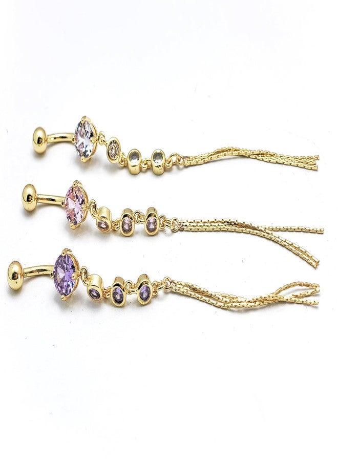 JAJAFOOK Surgical Steel Cubic Zirconia Long Dangle Navel Ring Sexy Body Piercing Belly Button - Image 5