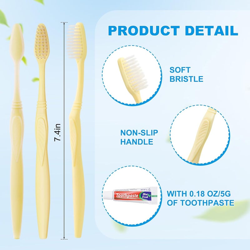 Zhjianup Disposable Toothbrush with Toothpaste Set, Individually Wrapped Soft Bristles Travel Size Manual Toothbrushes Kit in Bulk for Hotel/Travel/ Business/Donation/Homeless/Charity/Camping (50 Pack) - Image 2