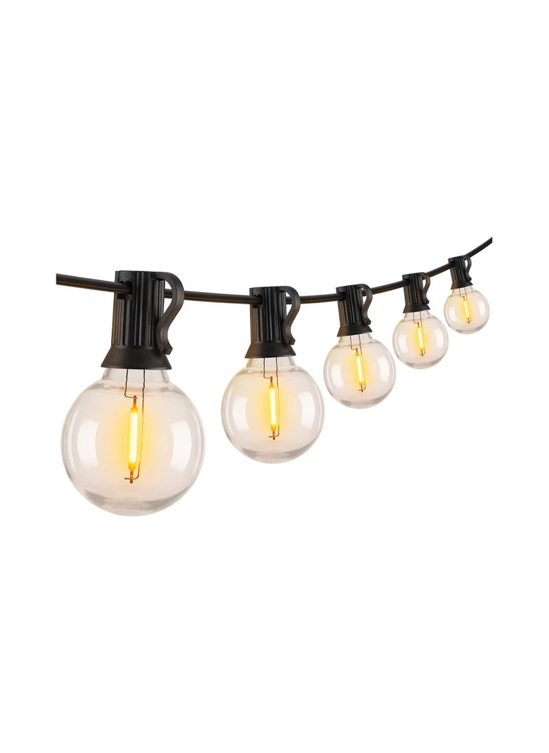 رات سو - أضواء سلسلة LED G40 للفناء مع 50 مصباح LED مقاوم للتكسير، بطول 16.2 متر (53 قدم)، مقاومة للطقس، تعتبر أضواء تجارية للتعليق في الفناء الخلفي، تزيين سوداء E12 Socket بدرجة حرارة 2200K - Image 1