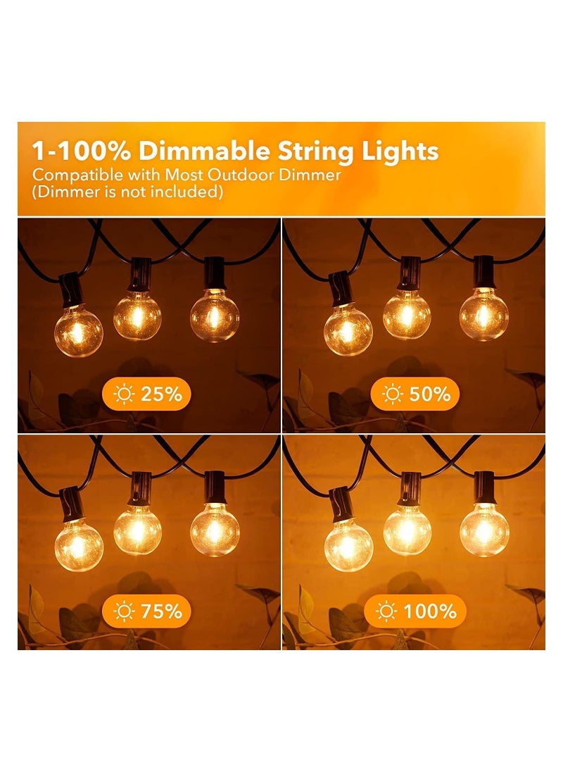 رات سو - أضواء سلسلة LED G40 للفناء مع 50 مصباح LED مقاوم للتكسير، بطول 16.2 متر (53 قدم)، مقاومة للطقس، تعتبر أضواء تجارية للتعليق في الفناء الخلفي، تزيين سوداء E12 Socket بدرجة حرارة 2200K - Image 1