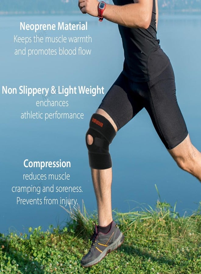 Nivave neoprene blend Knee support fully adjustable brace, Knee Cap Open Patella support for Knee Pain, Activities, Arthritis, and Protection for Men and Women (Universal, Black, 1) - Image 5