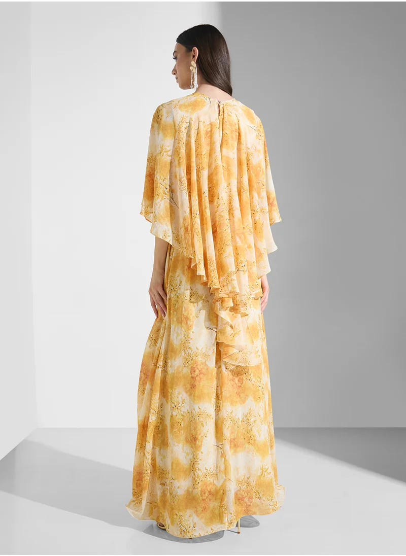 جولدن ابل Short Sleeves Maxi Dress With Belt