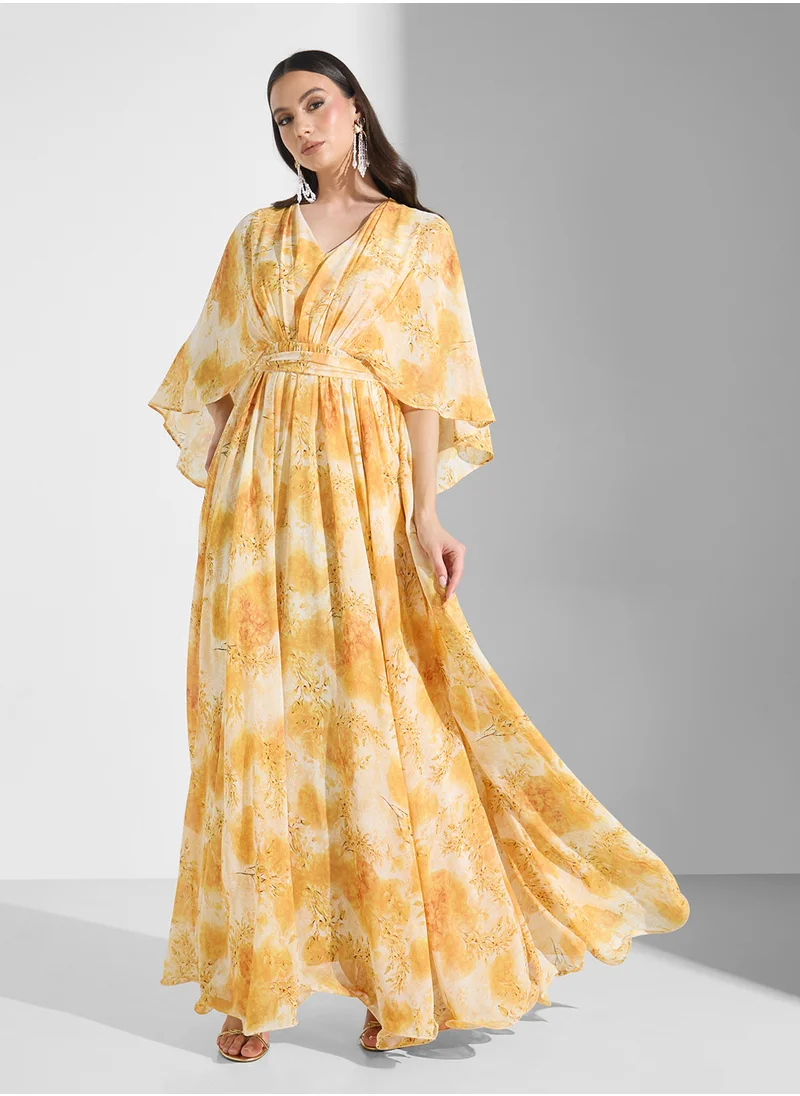 جولدن ابل Short Sleeves Maxi Dress With Belt