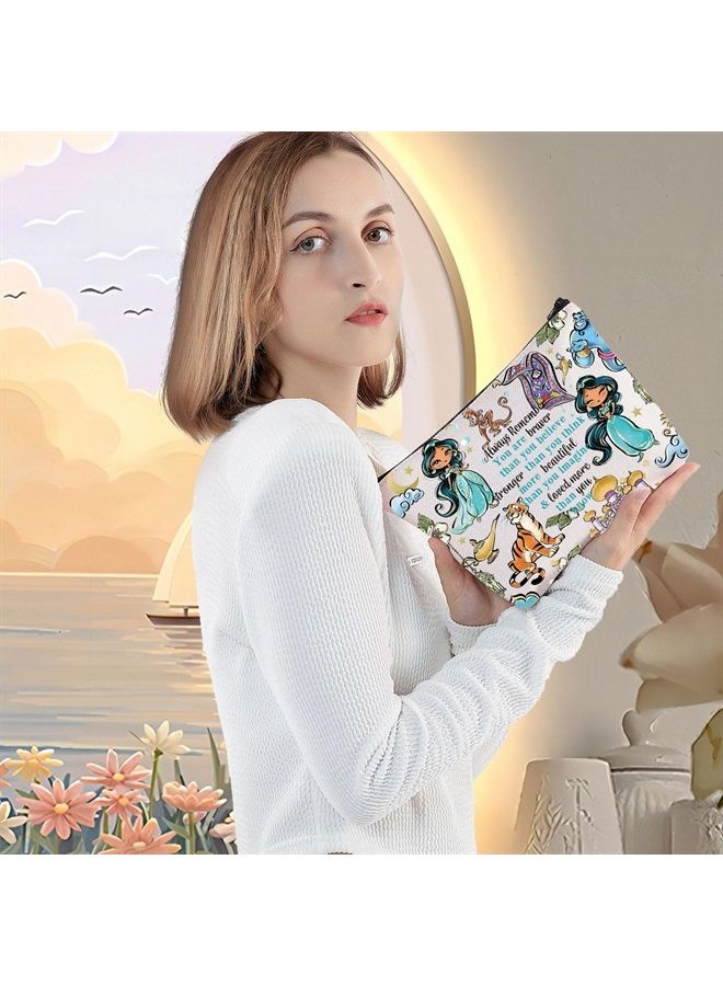 LEVLO Jasmine Princess Cosmetic Make Up Bag Jasmine Fans Gift You Are Braver Stronger Smarter Than You Think Jasmine Zipper Pouch Bag Jasmine Merch(Always Jasmine)