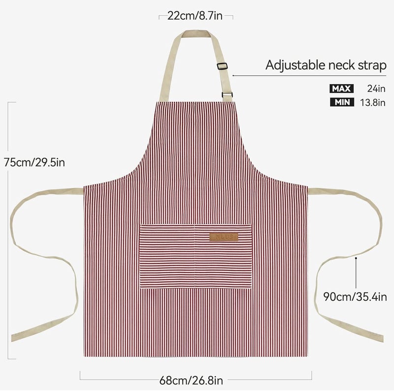 NLUS 2 Pack Kitchen Cooking Aprons, Adjustable Bib Soft Chef Apron with 2 Pockets for Men Women - Image 3