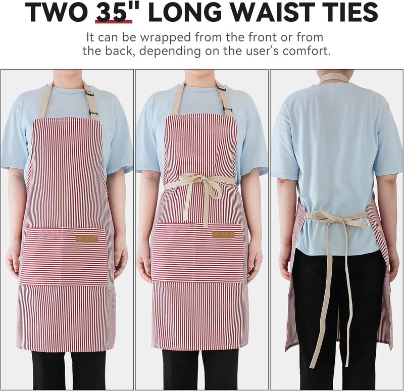 NLUS 2 Pack Kitchen Cooking Aprons, Adjustable Bib Soft Chef Apron with 2 Pockets for Men Women - Image 5