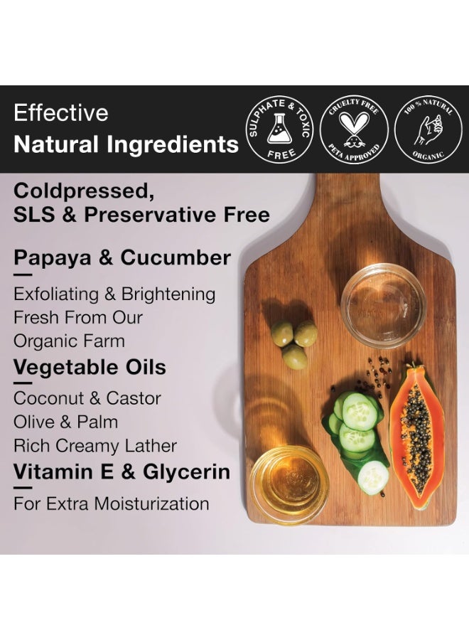 Soulflower Handmade Papaya Cucumber Soap - Pure, Natural, Coldprocessed Grade 1 BIS Standard Luxury soap with Essential oils,Exotic herbs & Aroma 150g - Pack of 2 | Clinically Tested | - Image 2