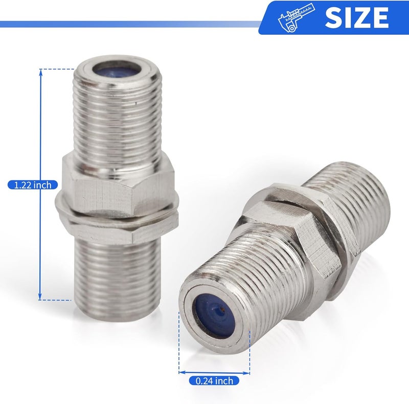 Superbat wlaniot F Type Adapter，F Female to F Female Bulkhead Connector 2pcs F Type Coax Barrel Connector for Video Cables - Image 4