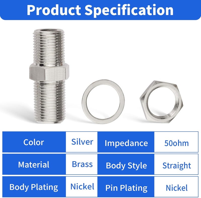 Superbat wlaniot F Type Adapter，F Female to F Female Bulkhead Connector 2pcs F Type Coax Barrel Connector for Video Cables - Image 2
