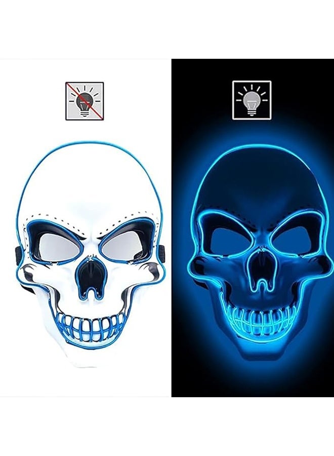 JCB CHIC قناع هالوين LED، قناع هالوين، أقنعة LED للحفلات للرجال والنساء والأطفال والبالغين مع 3 أوضاع إضاءة قناع نيون متوهج عيون متوهجة أزياء تنكرية حفلات تنكرية كرنفال - Image 1