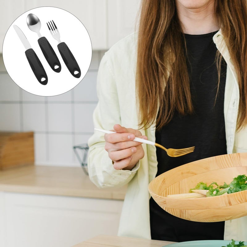 Adaptive Anti Skid Stainless Steel Utensils For Elderly With Hand Tremors Arthritis Ergonomic Handle Rehabilitation Cutlery - Image 4