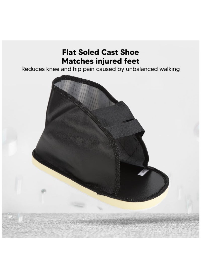 SOLARAE Post Op Shoe, Cast Foot Brace Shoe Broken Toe Open Walking Shoe Prevent Slip Shock Absorbing Adjustable Faux Leather Post Operative Shoe for Foot Injuries Swollen Feet Broken, L Size, 10 in, 25 cm - Image 3