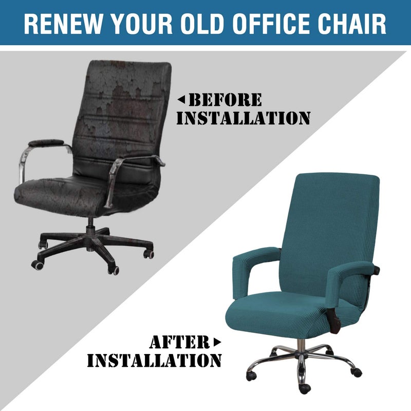H.VERSAILTEX H.VERSAILTEX Home Office Chair Covers Stretchable Computer Desk Chair Covers Mid - High Back Universal Executive Boss Chair Covers Gaming Chair Covers Non Slip Thick Jacquard  Deep Teal - Large - Image 5