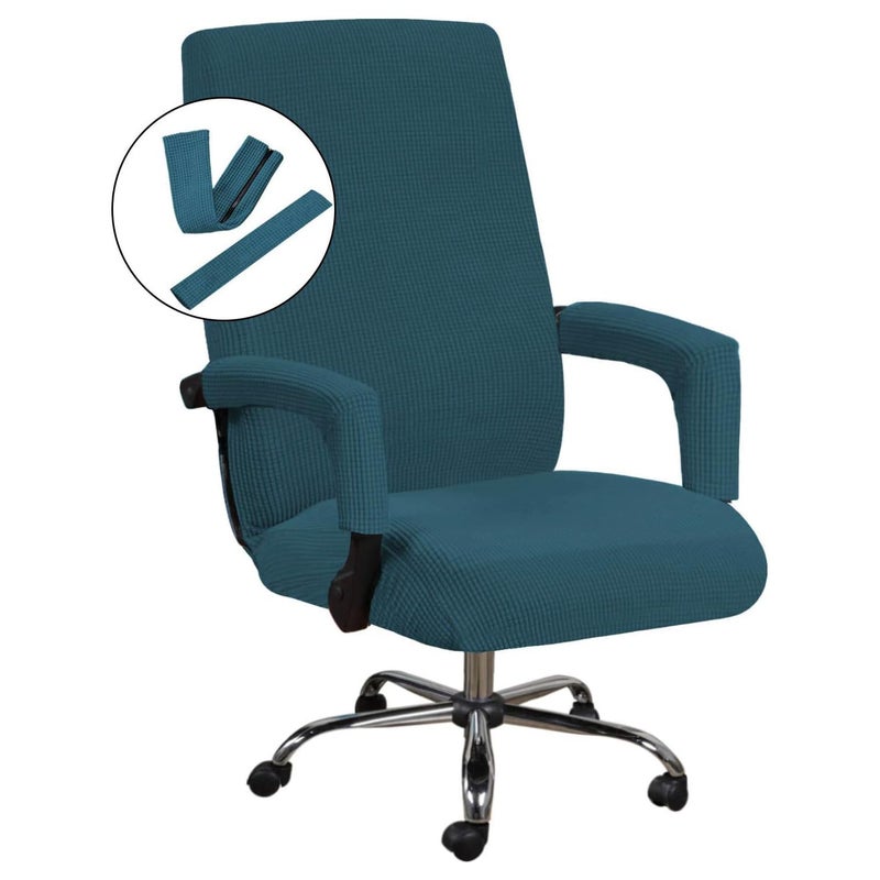 H.VERSAILTEX H.VERSAILTEX Home Office Chair Covers Stretchable Computer Desk Chair Covers Mid - High Back Universal Executive Boss Chair Covers Gaming Chair Covers Non Slip Thick Jacquard  Deep Teal - Large - Image 1