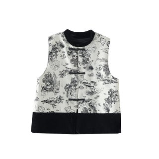 European Station national style buckle small shirt ink Tang suit jacquard vest vest high-grade Chinese velvet coat top Ink painting vest - pzsku/Z63B2DEB1C827306AF31BZ/45/1750434526/61e8c61c-6d23-4e14-9d29-93acfc18b62b