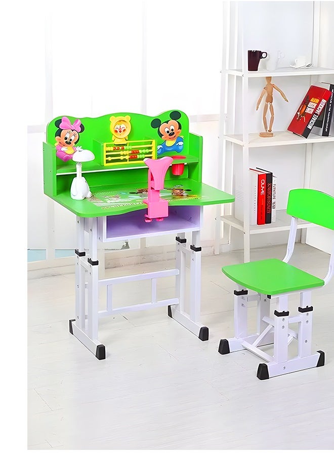 Cady One - An educational children's desk consisting of a study table and chair equipped with a clock and a wooden counter - Image 1