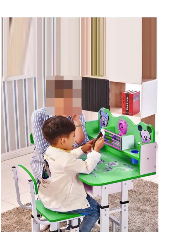 Cady One - An educational children's desk consisting of a study table and chair equipped with a clock and a wooden counter - Image 1