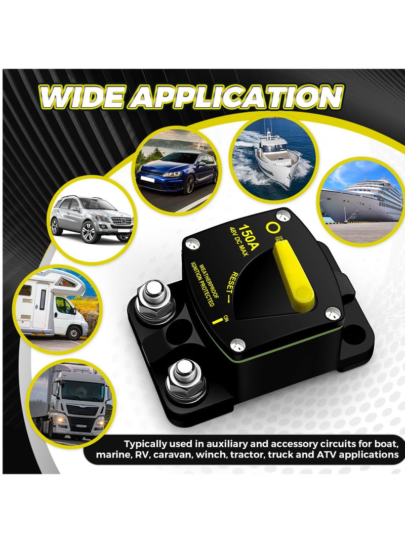 KASTWAVE 100 Amp Marine Circuit Breaker with Manual Reset for Boat Marine RV Yacht Electronic Battery Solar System, 12V-48V DC, Waterproof - Image 5