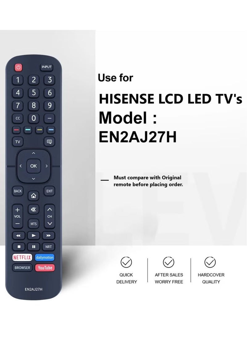 BGM - EN2AJ27H Hisense Smart TV LCD LED Remote With Dailymotion, Netflix & YouTube Smart Keys - Image 1