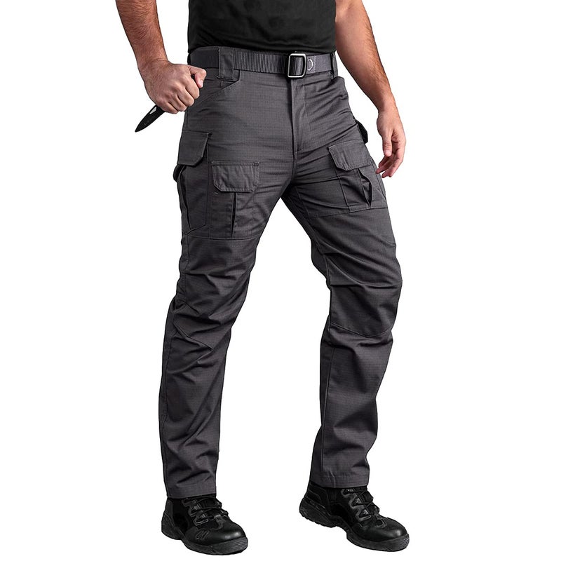 CARWORNIC Gear Men's Tactical Cargo Pants Waterpoof Lightweight Rip Stop EDC Military Combat Trousers Dark Grey - Image 2