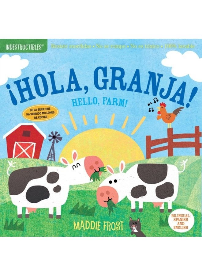 Indestructibles Hola granja Hello Farm Chew Proof Rip Proof Nontoxic 100 Washable Book for Babies Newborn Books Safe to Chew - Paperback