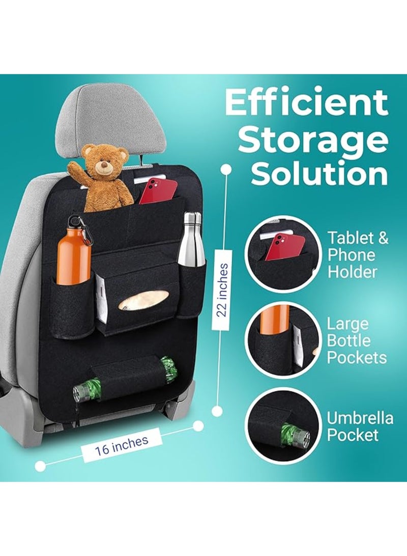 يلا جوي منظم مقعد خلفي ممتاز للسيارة: حل تخزين مع حامل للكمبيوتر اللوحي للأطفال، أساسيات السفر وراحة الرحلات على الطريق"، أسود - Image 2