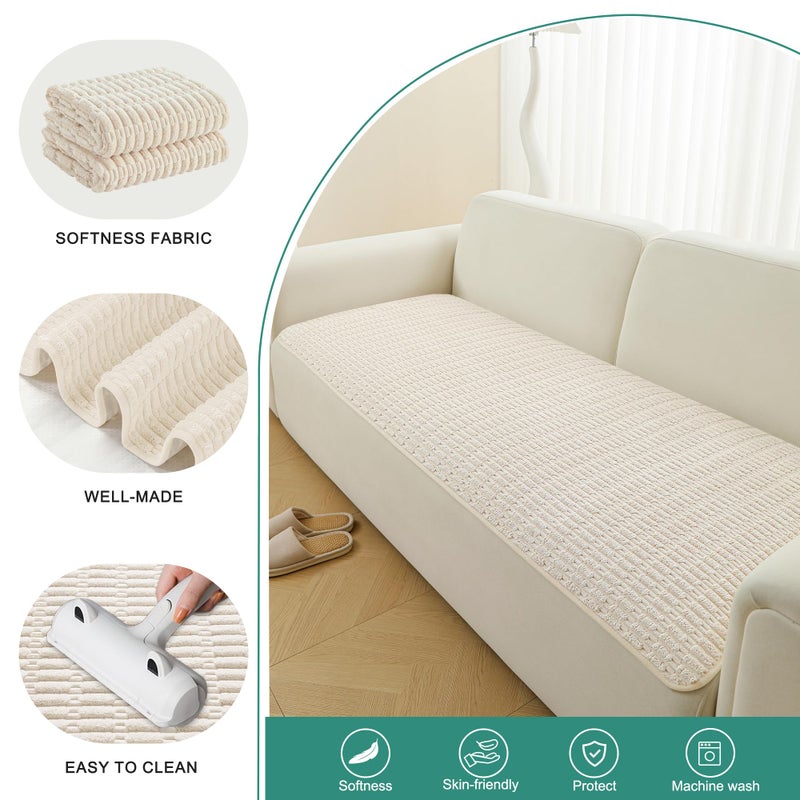 Foxdecor Couch Cover Sofa Cover Washable, Dog Bed Cover Couch Covers for 3 Cushion Couch Sofa Pet Friendly, Dog Couch Cover Furniture Covers for Pets.(Cream 32x53 inch) - Image 3