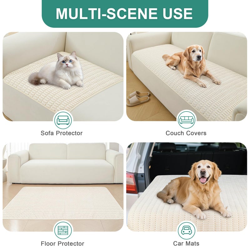 Foxdecor Couch Cover Sofa Cover Washable, Dog Bed Cover Couch Covers for 3 Cushion Couch Sofa Pet Friendly, Dog Couch Cover Furniture Covers for Pets.(Cream 32x53 inch) - Image 5