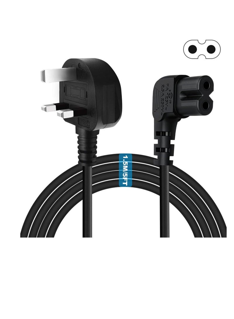 Terabyte 2 Pin Mains Power Lead Figure 8 IEC C7 Cable for Samsung, LG, Sony, Sharp LED TV, PS4 PS3 and HP ENVY/OfficeJet, Canon Brother, Dymo LabelWriter Printer（1.5m / 6FT） - Image 1