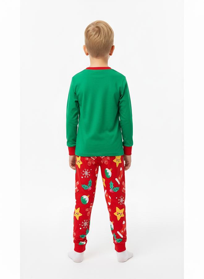 babyqlo Unisex Green Penguin Reindeer Glow Christmas Pajamas - Image 4