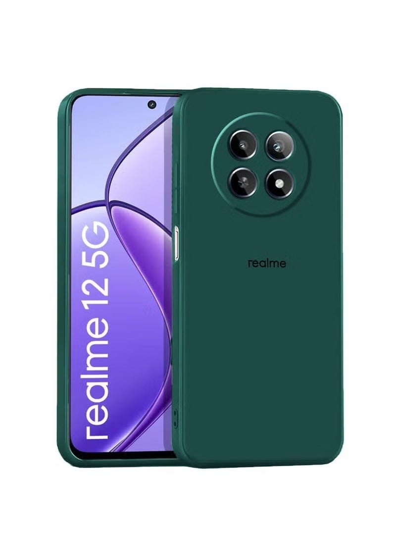 TIGER Premium Soft Liquid Silicone Case for Realme 12 5G (2024) – Shockproof, Anti-Scratch, Slim Protective Back Cover – Smooth Soft-Touch Grip, Camera & Screen Protection, Drop-Resistant Silicone Case – Dark Green - Image 1