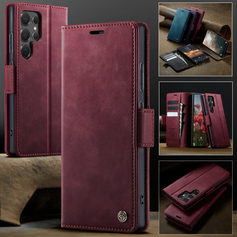 Drop Protection Samsung Galaxy S26 for Samsung S26 Ultra Samsung S26 with Card Holder and Kickstand in Red - Image 2